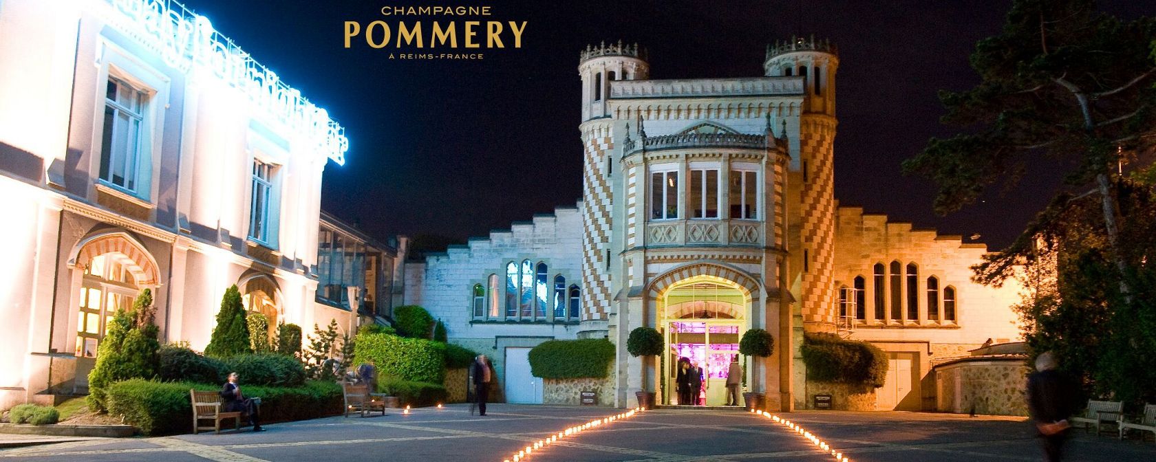 Champagne Pommery Domaine bei Nacht